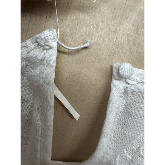 Free People White Faded Gardens Tank Size S Embroidered Floral Ties 2025 Scallop - Picture 6 of 7